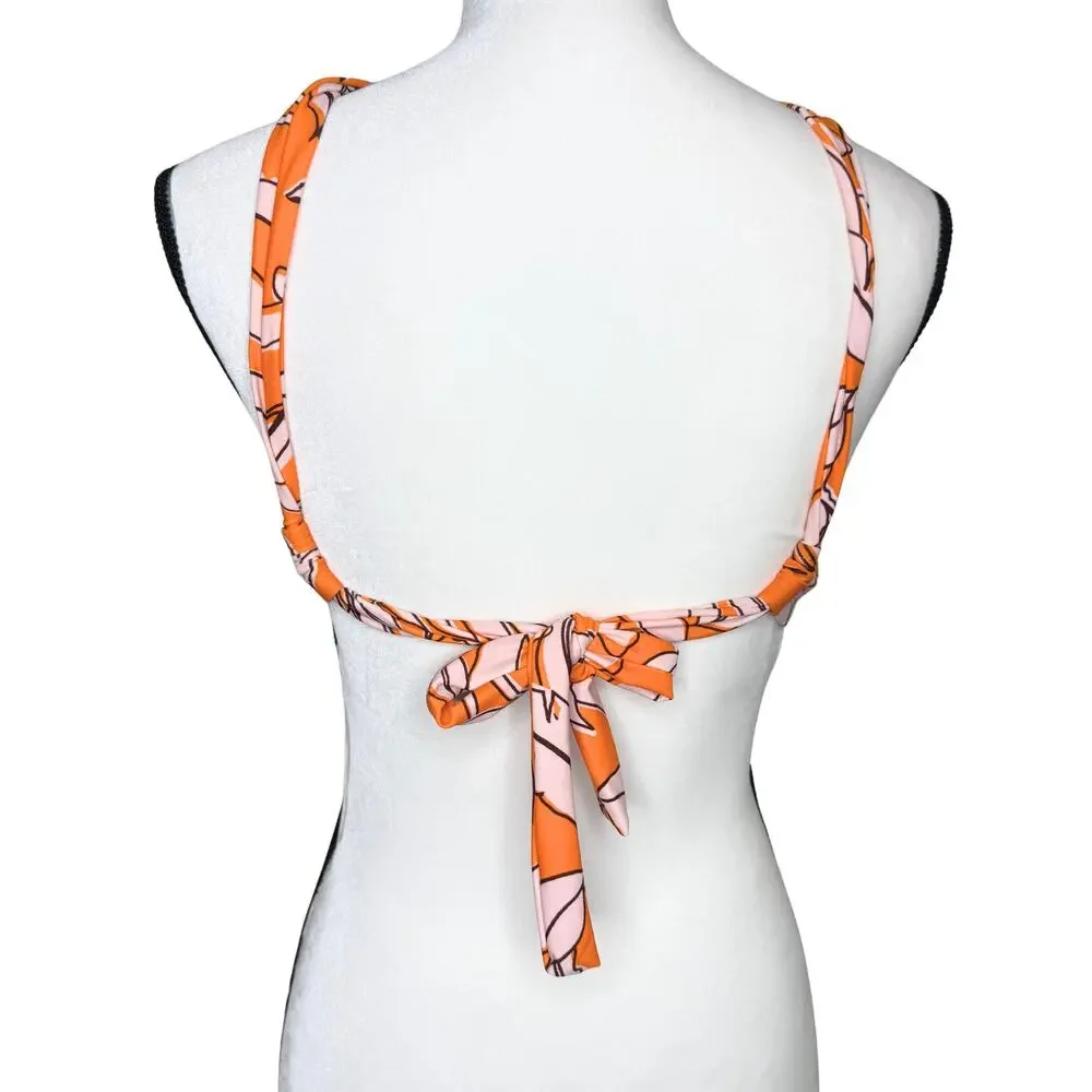 Kona Sol Target Tropical Floral Multiway Bralette Bikini Top Size Small Orange